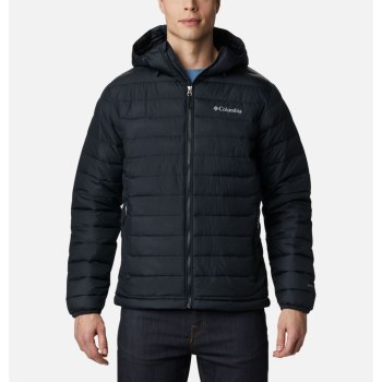 Columbia Jas Heren, Powder Lite Hooded Insulated Zwart, 75DMFQLYJ